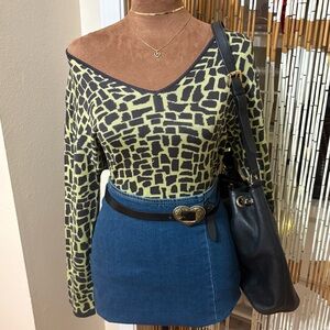 Oscar by Oscar de la Renta 100% Silk Abstract Print Blouse Size M